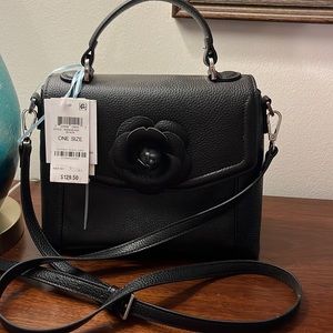 GIANI BERNINI FLORAL TOP LEATHER CROSSBODY